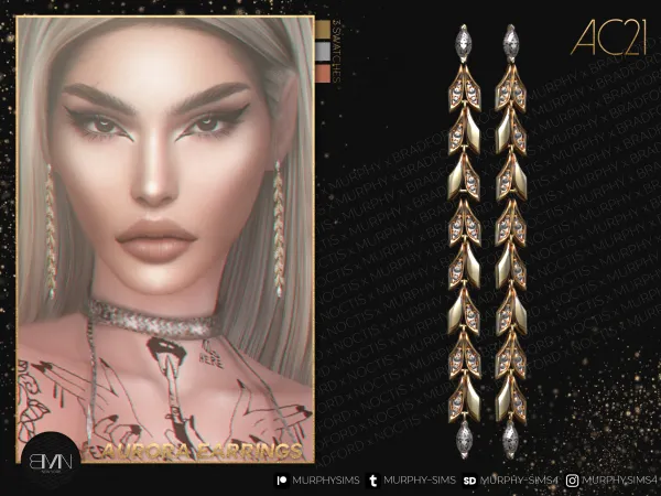 Alpha Aurora Earrings [AC21 Day 24] - The Sims 4 Custom Content