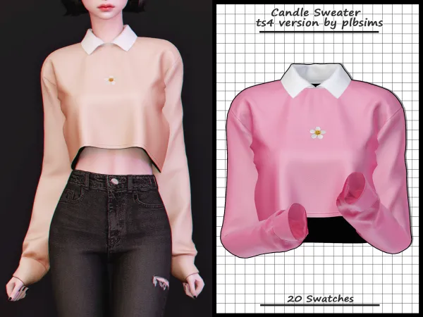 Alpha Candle Sweater Xmas Gift by plbsims - The Sims 4 Custom Content