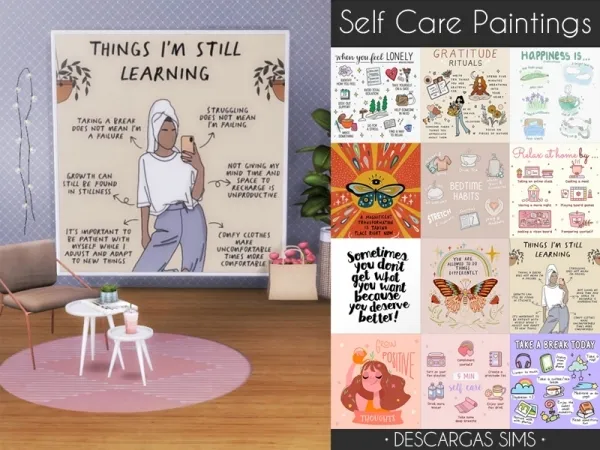 Maxis Match Self Care Paintings - The Sims 4 Custom Content