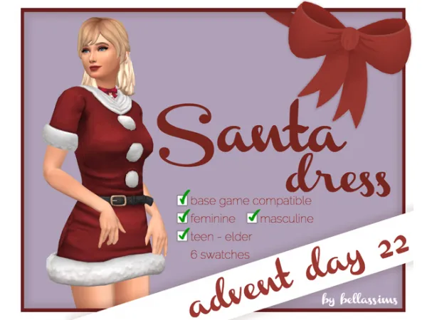Maxis Match Advent Day 22 Santa Dress by simsfinds - The Sims 4 Custom Content