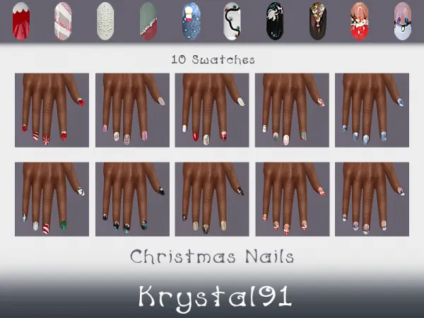 Mix Christmas Nails by simsfinds - The Sims 4 Custom Content