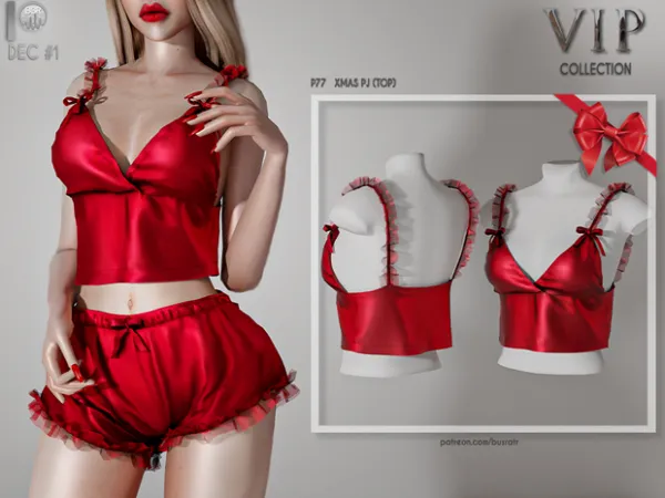 Alpha XMAS PJ (TOP) P77 tr by busra - The Sims 4 Custom Content