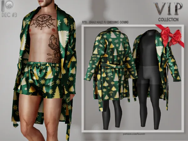 Alpha XMAS MALE PJ (DRESSING GOWN) P79 tr by busra - The Sims 4 Custom Content