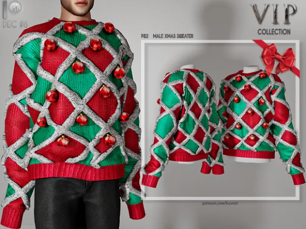 Alpha MALE XMAS SWEATER P82 tr by busratr - The Sims 4 Custom Content