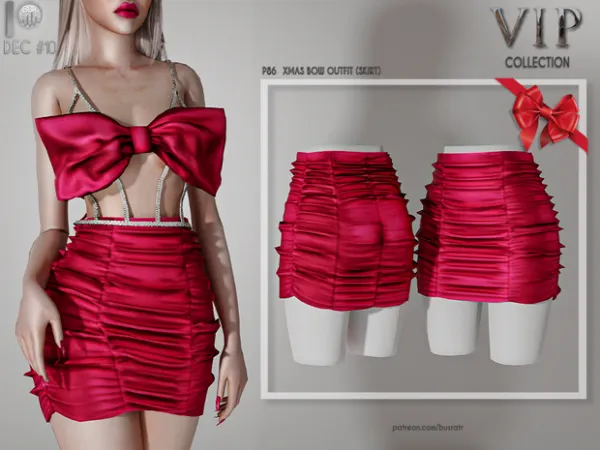 Alpha XMAS BOW OUTFIT (SKIRT) P86 tr by busratr - The Sims 4 Custom Content