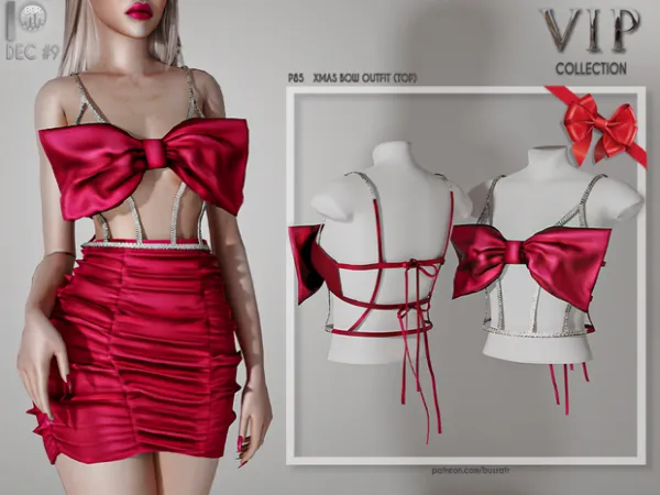 Alpha XMAS BOW OUTFIT (TOP) P85 tr by busratr - The Sims 4 Custom Content