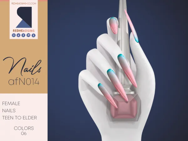 Alpha AF NAILS N014 by redheadsims - The Sims 4 Custom Content