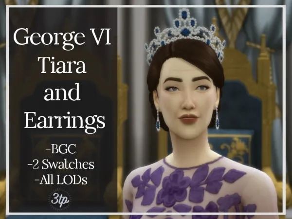 Maxis Match George VI Tiara and Earrings by simsfinds - The Sims 4 Custom Content