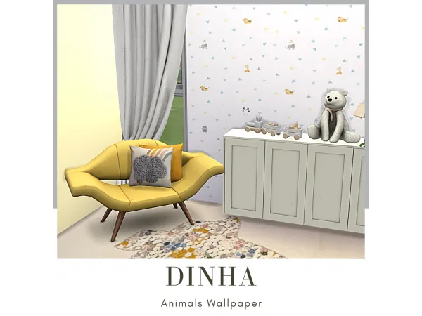 Maxis Match Yellow Wall for Kids Bedroom by dinhagamer - The Sims 4 Custom Content