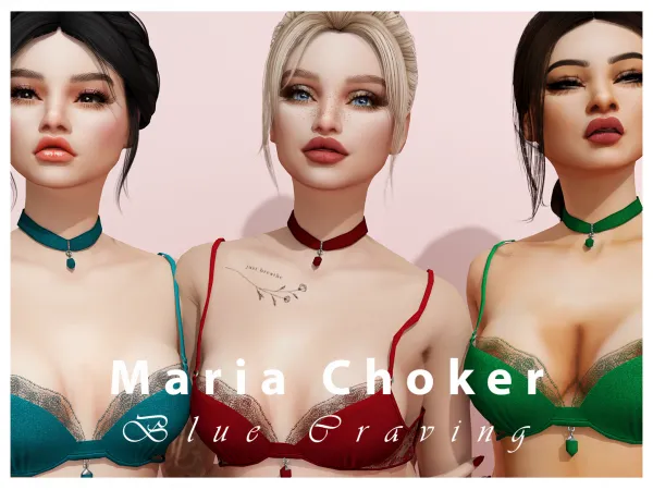 Alpha Blue Craving Maria Choker by bluecraving - The Sims 4 custom content