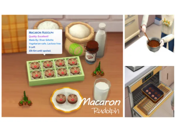 Maxis Match December 2021 Recipe_Macaron Rudolph by ONI - The Sims 4 Custom Content