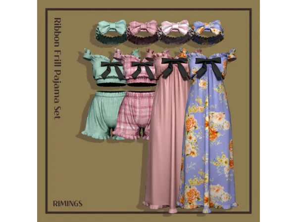 Alpha [RIMINGS] Ribbon Frill Pajama Set - The Sims 4 Custom Content