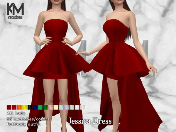 Alpha [KM] Jessica Dress - The Sims 4 Custom Content