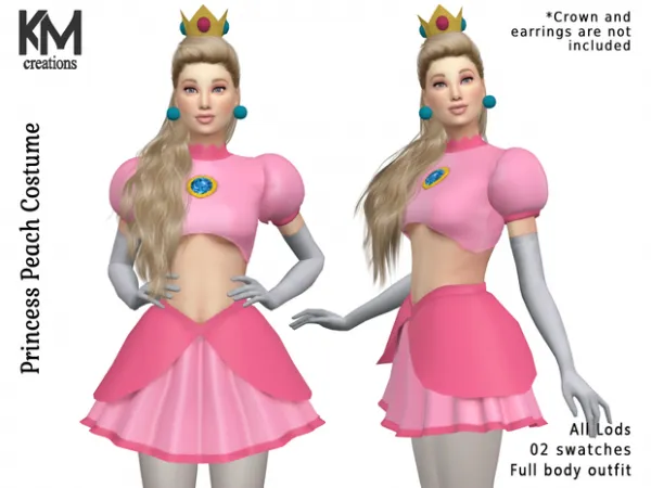 Alpha [KM] Princess Peach Costume by kmcreations_ts4 - The Sims 4 Custom Content