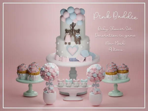 Mix Baby Shower Decoration Set by pinkbaddie - The Sims 4 Custom Content
