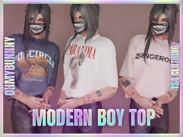 Alpha m o d e r n b o y t o p by ohmybunnny2 - The Sims 4 Custom Content