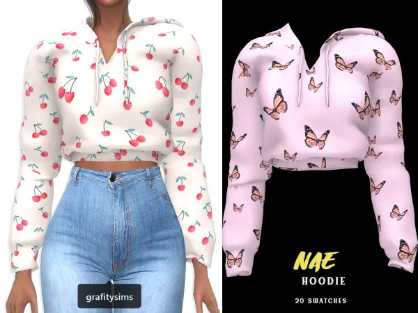 Alpha Nae Hoodie by grafity-cc - The Sims 4 Custom Content