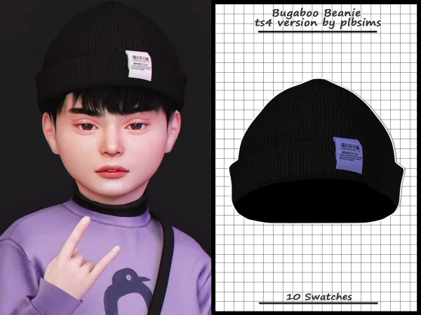 Alpha Bugaboo Beanie by plbsims - The Sims 4 Custom Content
