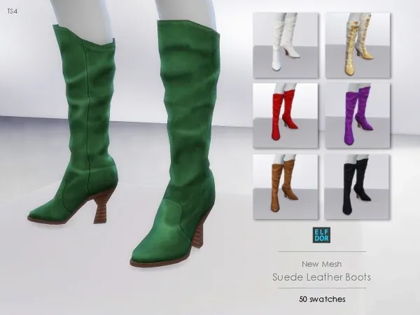 Maxis Match Suede Leather Boots by elfdor - The Sims 4 Custom Content