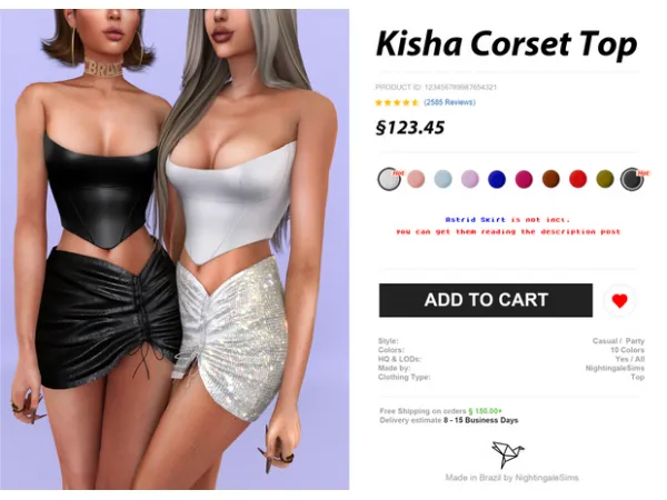 Alpha Kisha Corset Top by simsfinds - The Sims 4 Custom Content