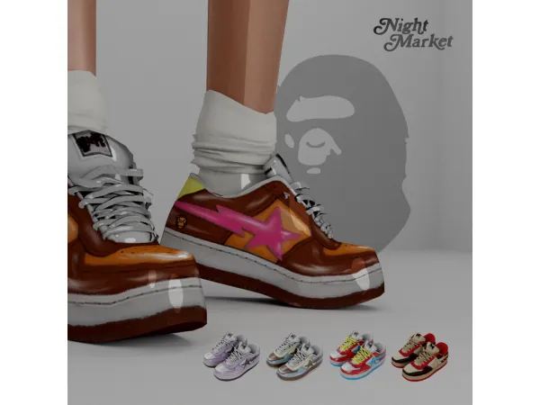 Alpha BAPESTA SNEAKERS by [NIGHT MARKET] - The Sims 4 Custom Content