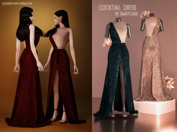 Alpha Cocktail Dress BRsims by bluerose-sims - The Sims 4 custom content