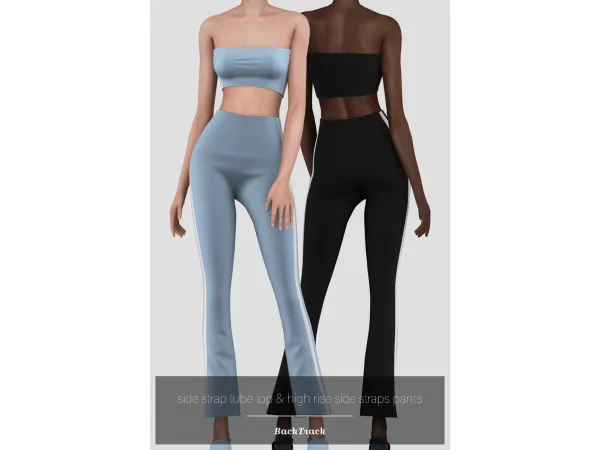 Alpha Side Straps Tube Top High Rise Side Straps Pants by simsfinds - The Sims 4 Custom Content