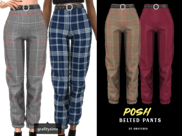 Alpha Posh Belted Pants by grafity-cc - The Sims 4 Custom Content