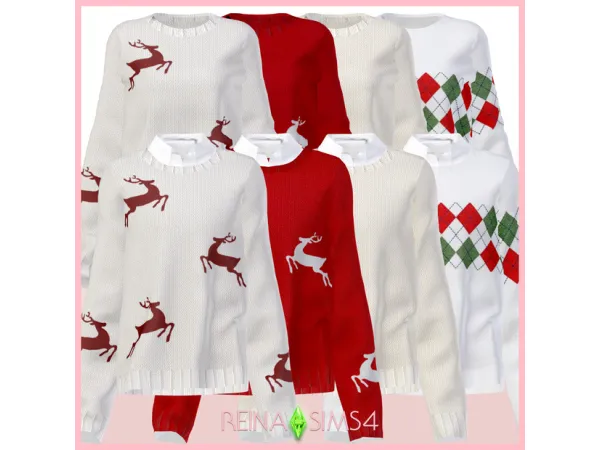Alpha WINTER SWEATER_COUPLE LOOK by Reina Sims4 - The Sims 4 Custom Content