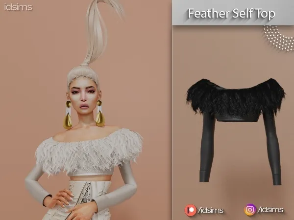 Alpha Feather Self Top by polygoncouture - The Sims 4 Custom Content