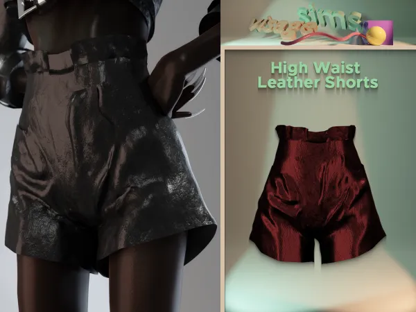 Alpha High Waist Leather Shorts by v1s4g3 - The Sims 4 custom content