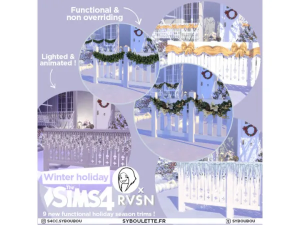 Mix Winter holiday decor trims by simsfinds - The Sims 4 Custom Content