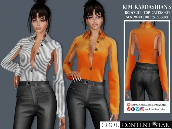 Alpha Shirt Bodysuit (top category) cool_content_star by cool_content_star - The Sims 4 Custom Content