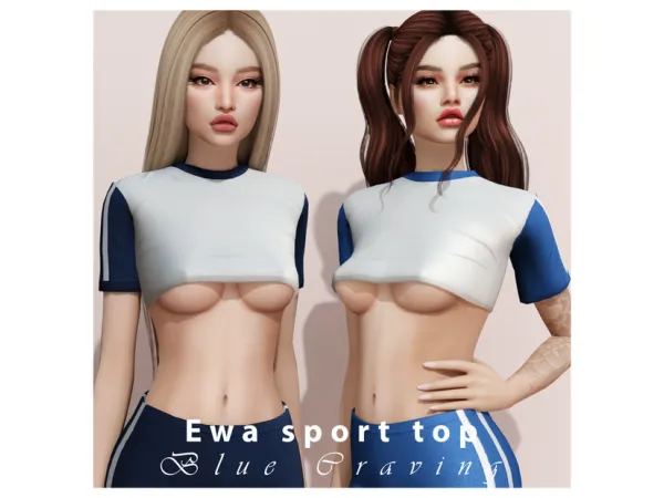 Alpha Blue Craving Ewa Sport Top by bluecraving - The Sims 4 custom content