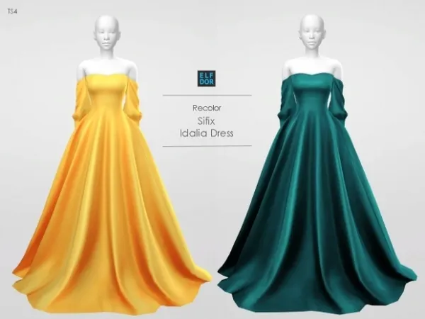 Alpha Sifix Idalia Dress RC by elfdor - The Sims 4 Custom Content