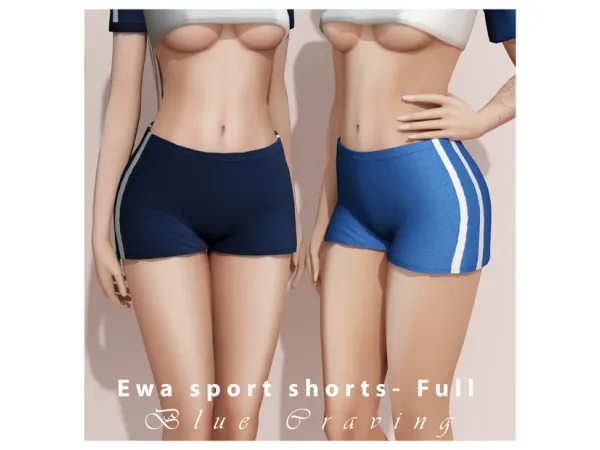 Alpha Blue Craving Ewa sport shorts Full by bluecraving - The Sims 4 custom content