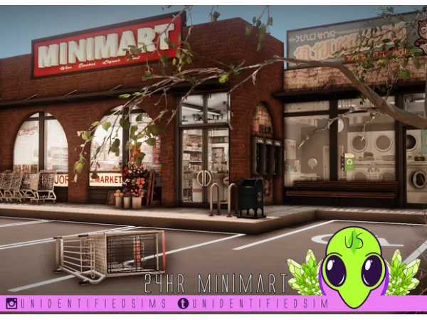 Maxis Match 24hr Minimart and Laundrette by unidentifiedsims - The Sims 4 Custom Content
