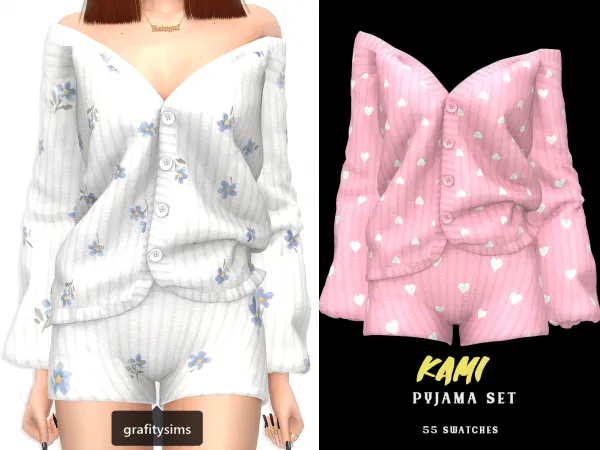 Maxis Match Kami Pyjama Set by grafity-cc - The Sims 4 Custom Content