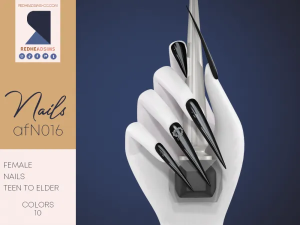 Alpha AF NAILS N016 by redheadsims - The Sims 4 custom content