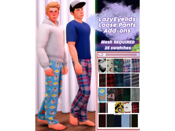Mix LazyEyelids Loose Pants add ons by simsfinds - The Sims 4 Custom Content