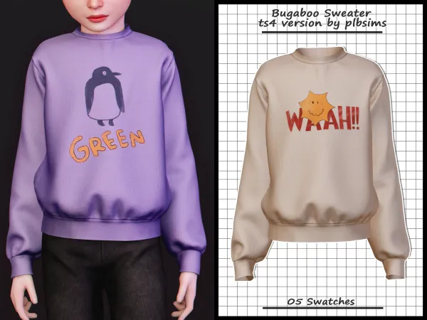 Alpha Bugaboo Sweater by plbsims - The Sims 4 Custom Content