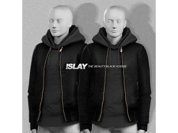 Alpha The Beauty Black Hoddie by Islay - The Sims 4 Custom Content