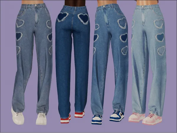 Heart Baggy Jeans by nikaonishko - The Sims 2 Custom Content