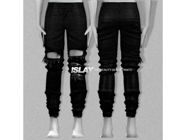 Alpha The Beauty Black Pants by simsfinds - The Sims 4 Custom Content