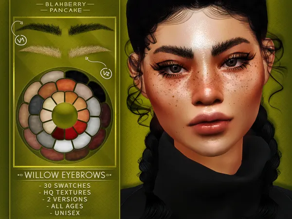 Mix Willow eyebrows (unisex all ages) blahberry pancake by blahberry-pancake - The Sims 4 Custom Content