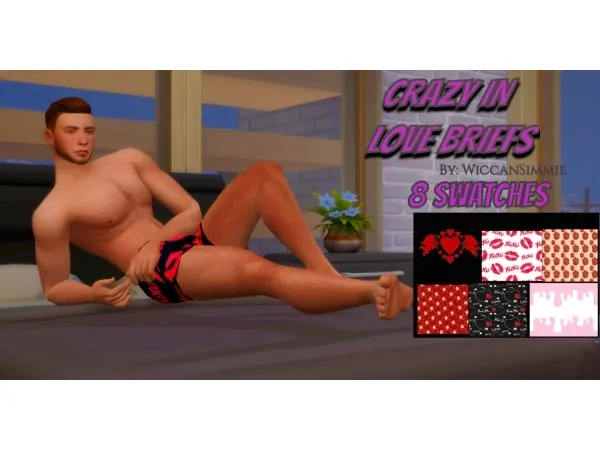 Maxis Match Crazy In Love Briefs 8 Different Swatches - The Sims 4 Custom Content