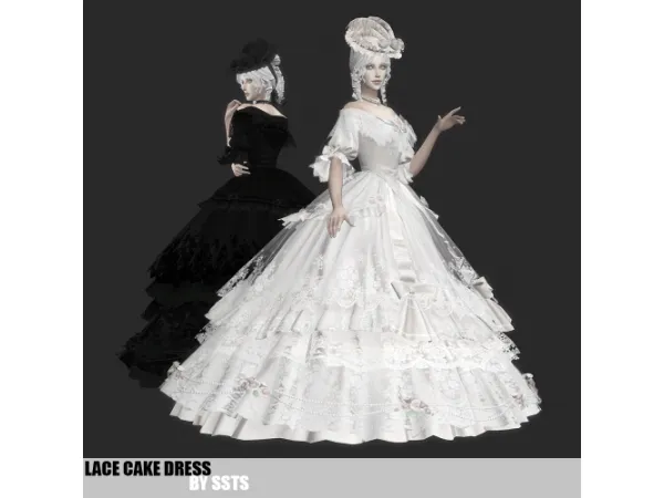 Alpha LACE CAKE DRESS by simsfinds - The Sims 4 Custom Content