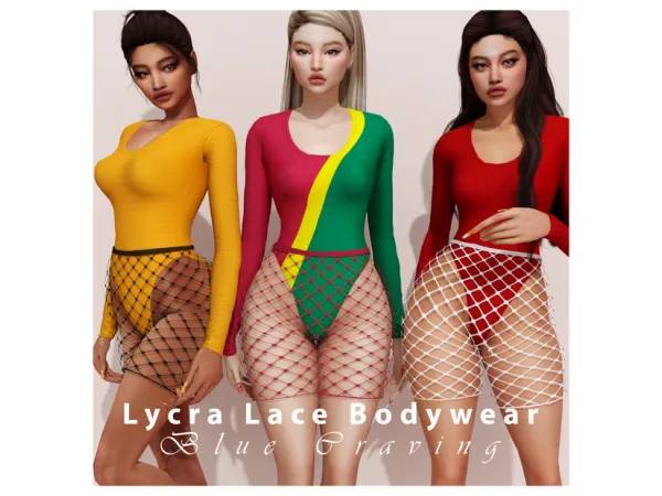 Alpha Blue Craving Lycra Lace Bodywear - The Sims 4 custom content