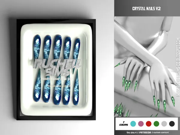 Alpha CRYSTAL NAILS 2 FREE by ruchellsims - The Sims 4 Custom Content