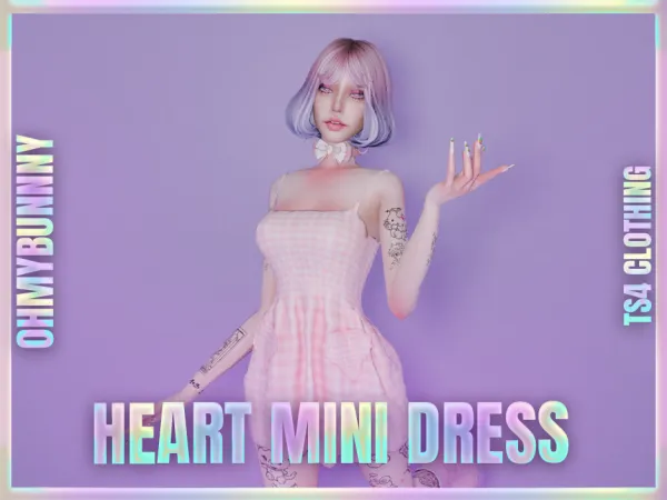 Alpha heart mini dress valentine's day gift by ohmybunnny2 - The Sims 4 Custom Content